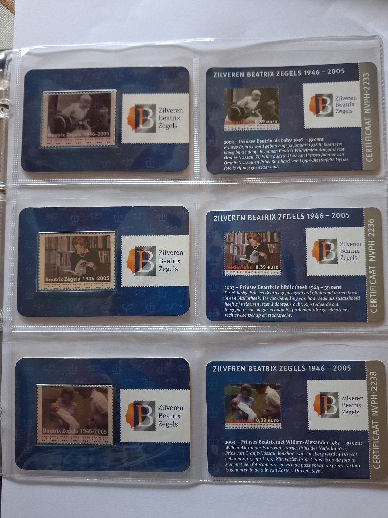 Collectie Zilveren Postzegels Beatrix 3D, Postzegels en Munten, Ophalen of Verzenden, Na 1940, Postfris