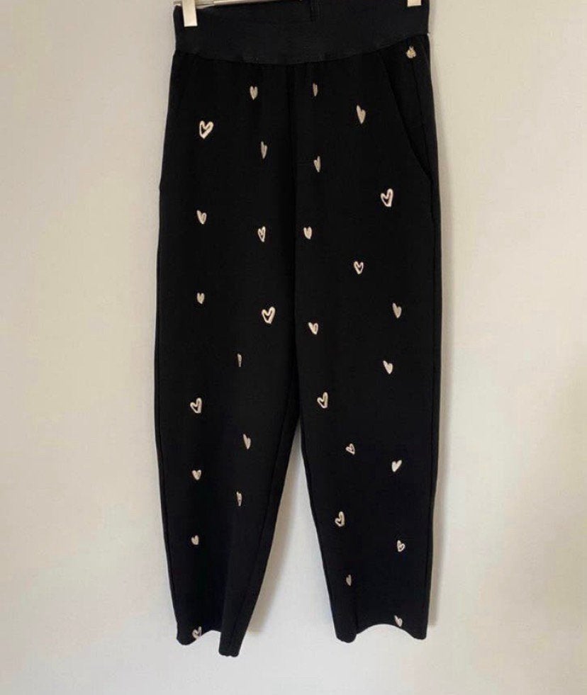 broek met hartjes, Fabienne chapot, maat M, Maat 38/40 (M), Verzenden, Zwart, Zo goed als nieuw
