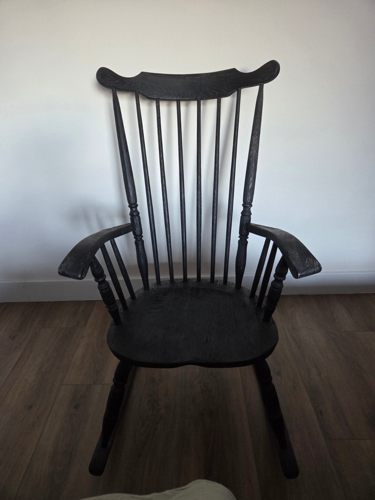 Vintage zwarte Windsor schommelstoel, Ophalen