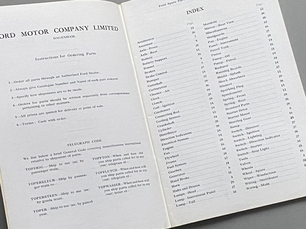 Origineel onderdelenboek voor de Ford Populair (1932-37), Ophalen of Verzenden