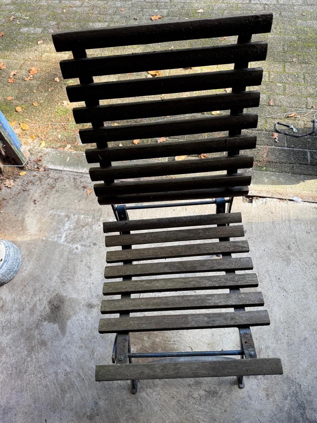Vintage houten tuinstoel, inklapbaar, Tuin en Terras, Ophalen, Gebruikt, Hout, Inklapbaar