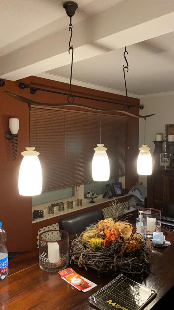 Eettafel lamp, Ophalen, Zo goed als nieuw, Metaal, Minder dan 50 cm