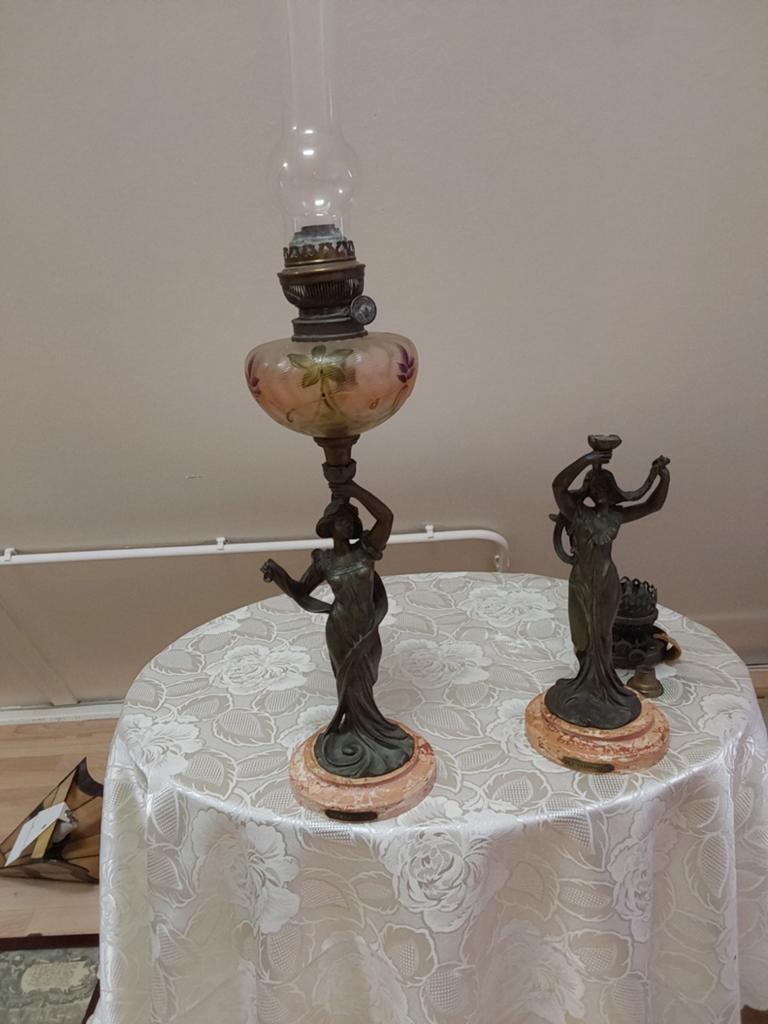 Bronzen olielamp, Antiek en Kunst, Ophalen
