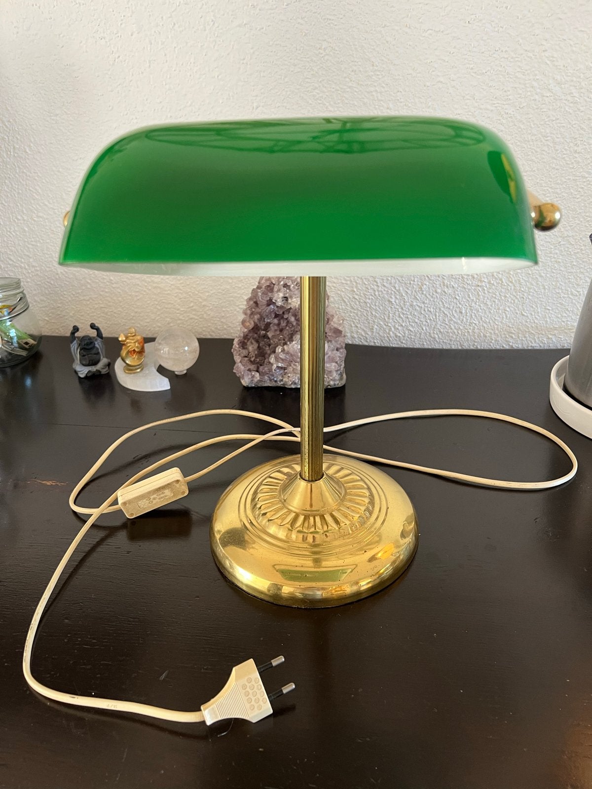 Bankierslamp / notarislamp met groene lampenkap, Antiek en Kunst, Ophalen of Verzenden