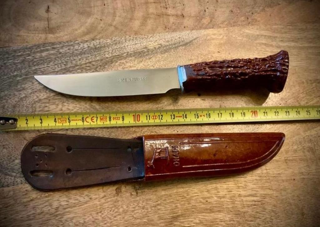 Vintage Okapi Mes met Lederen Schede - Made in Germany, Ophalen of Verzenden