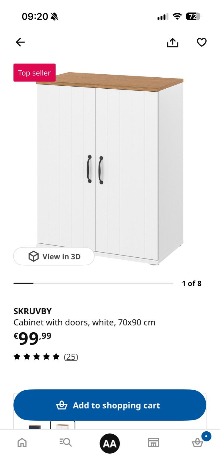 IKEA SKRUVBY Kast met deuren, wit, 70x90 cm, Ophalen, Zo goed als nieuw