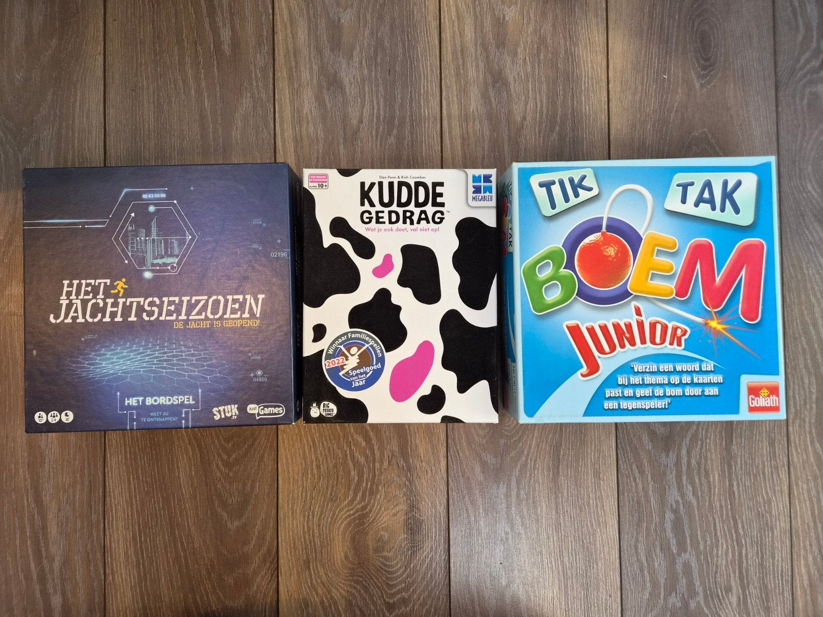 Bordspellen: Het Jachtseizoen, Kudde Gedrag, Tik Tak Boem, Drie of vier spelers, Ophalen of Verzenden, Gebruikt, STUK.tv, Megableu, Goliath