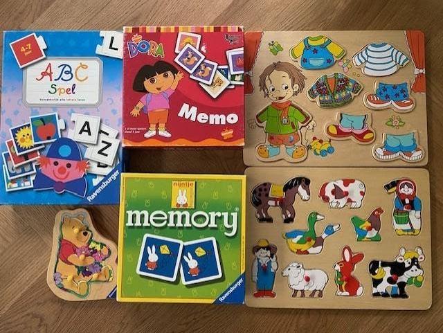 Peuter/kleuter spellenbundel: Dora, Nijntje & houten puzzels, Hobby en Vrije tijd, Gezelschapsspellen | Bordspellen, Een of twee spelers