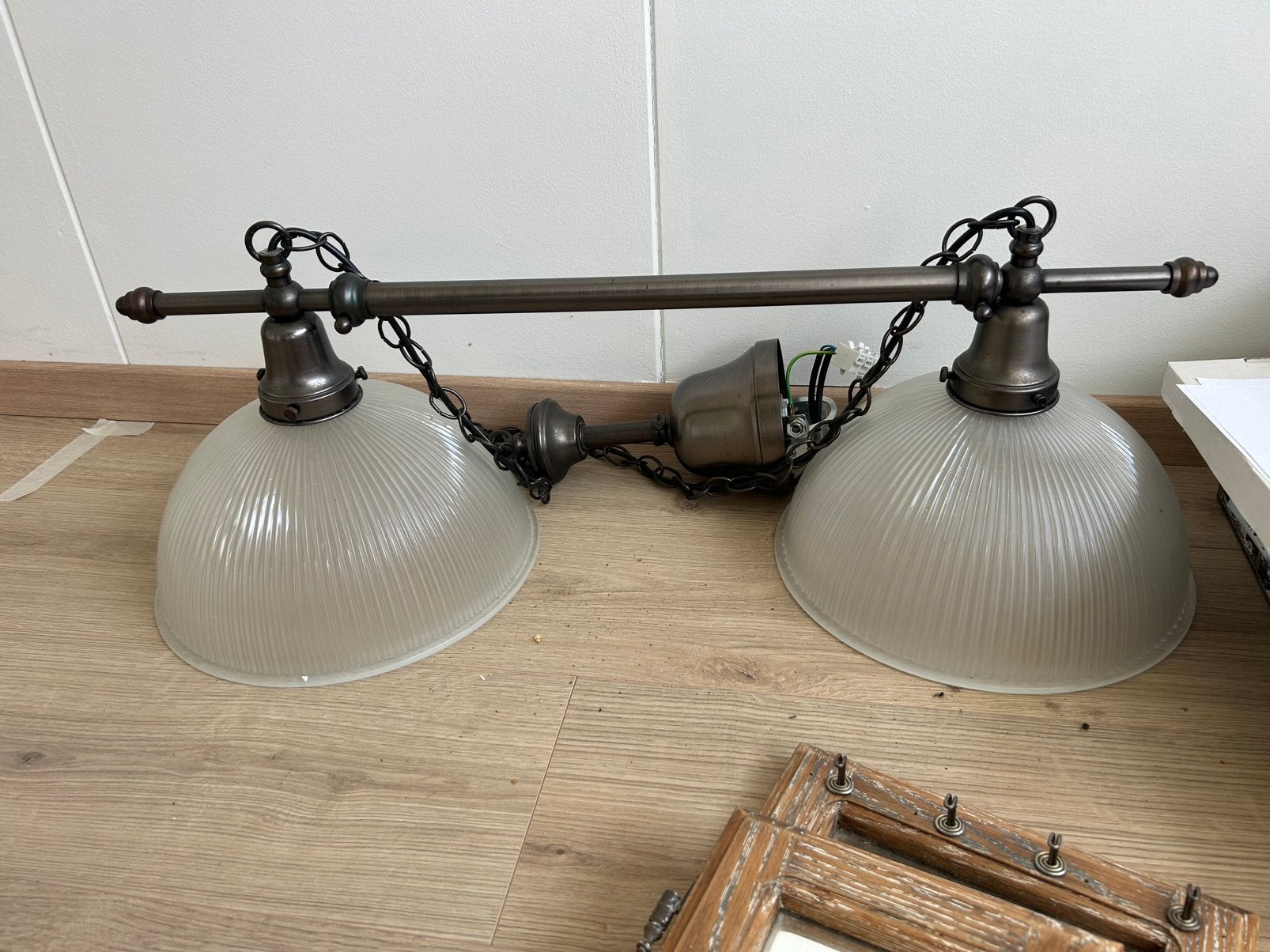 Vintage look eetkamerlamp, Ophalen of Verzenden, Gebruikt, Glas, E27 (groot)