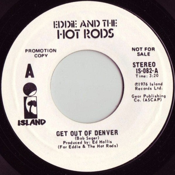 eddie and the hot rods / get out of denver - punk - promo, Gebruikt, Verzenden, 7 inch, Promo