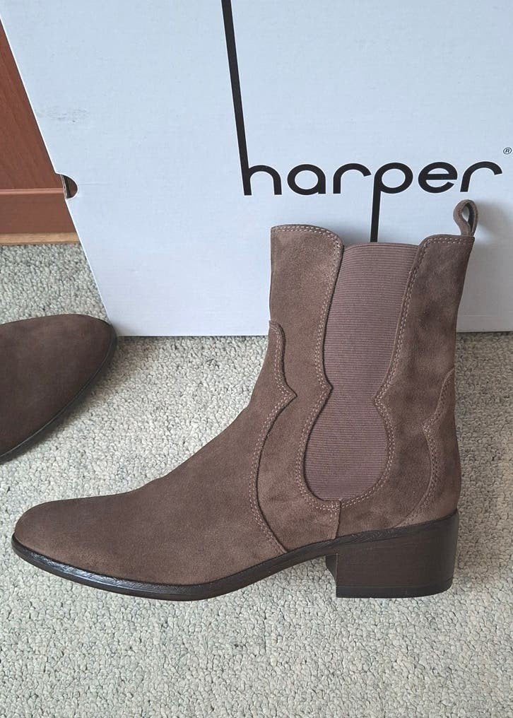 HARPER suède leren laarsjes DONKERBRUIN 41(41,5) NIEUW, Kleding | Dames, Harper, Bruin, Lage of Enkellaarzen, Nieuw