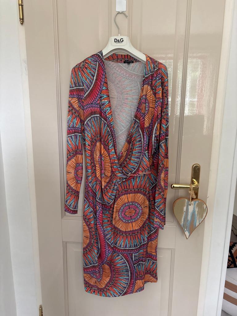 Caroline Biss Jurk Maat 46 met Levendige Print, Maat 46/48 (XL) of groter, Oranje, Ophalen of Verzenden, Zo goed als nieuw
