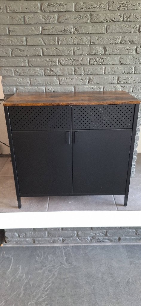 Zwart metalen opbergkast, Huis en Inrichting, Ophalen, Zo goed als nieuw, Industrieel