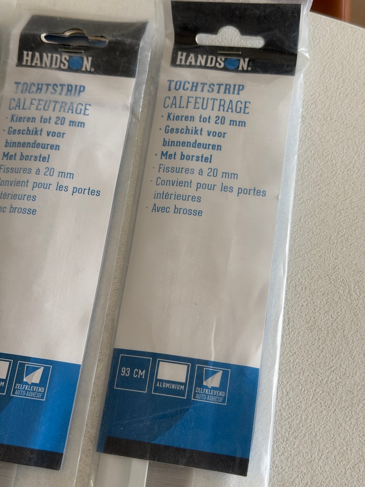 Handson Tochtstrip zelfklevend met borstel - 4 stuks, Ophalen, Minder dan 80 cm, Binnendeur, Minder dan 200 cm