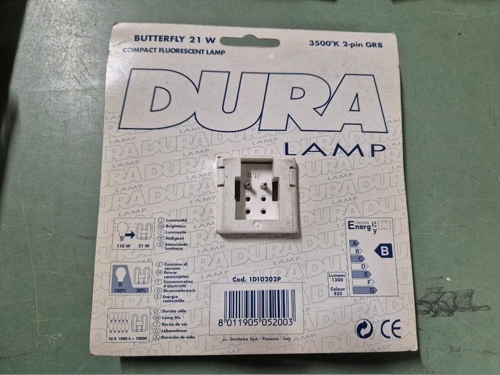 DURA LAMP BUTTERFLY 21 WATT SPAARLAMP 2 PINS GR8, Ophalen of Verzenden, Nieuw, E27 (groot), Led-lamp