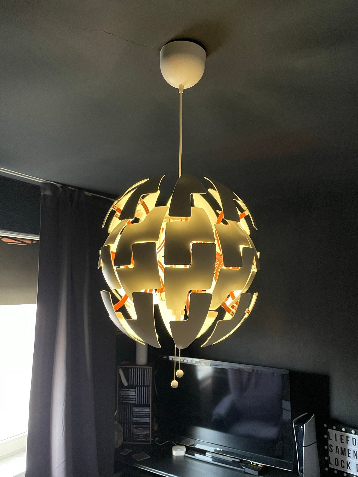 IKEA PS 2014 Hanglamp - Wit/Oranje, Veranderbare Vorm, Ophalen of Verzenden, Gebruikt, Metaal, E27 (groot)