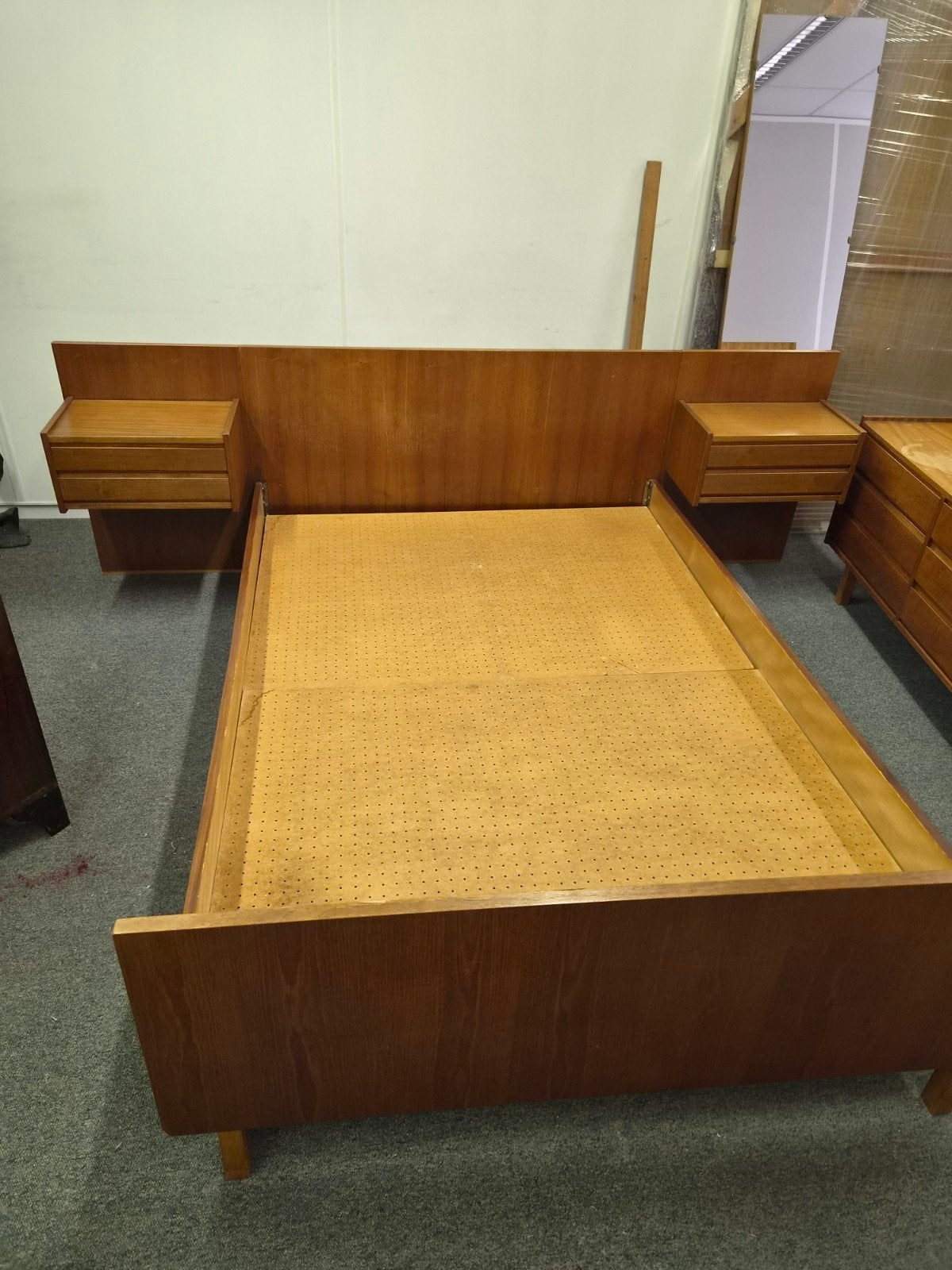 mid century moderne teak slaapkamerset, Gebruikt, Bruin, Hout, 190 cm of minder