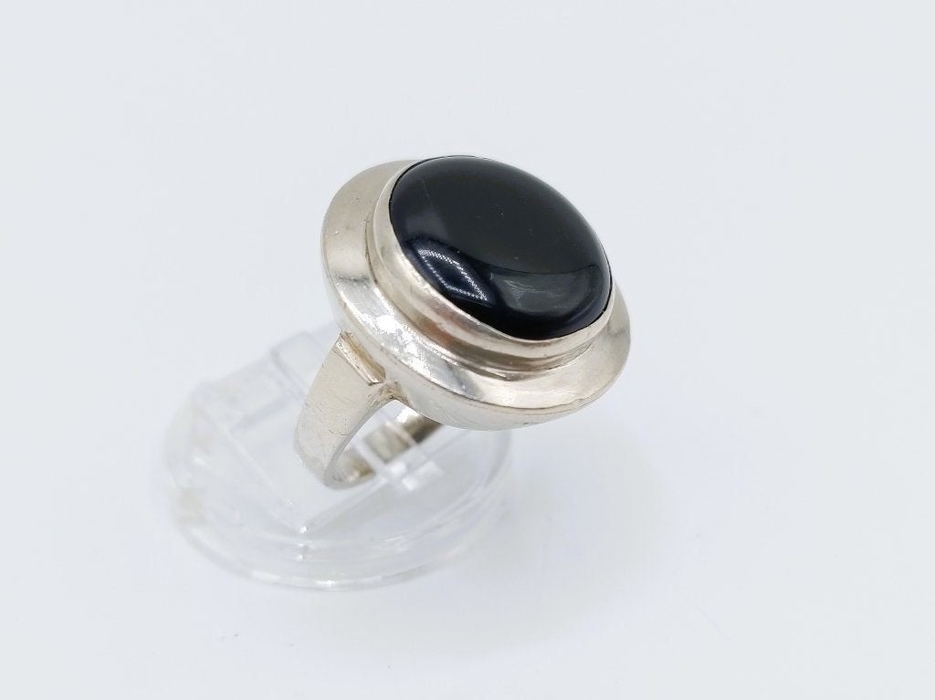 Zilveren ring met Onyx, 925, 17,5 mm