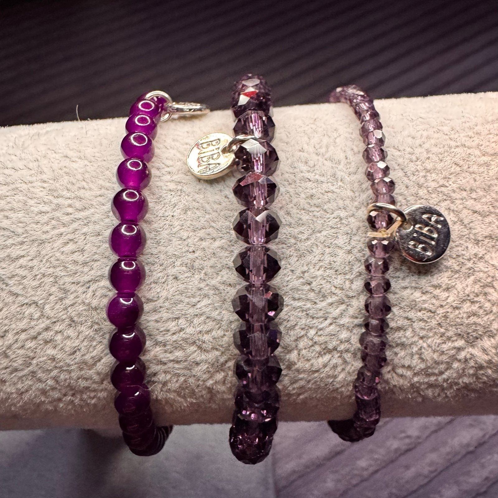 Biba Armbanden Set - Paars met Bedels, Overige materialen, Paars, Ophalen of Verzenden, Zo goed als nieuw