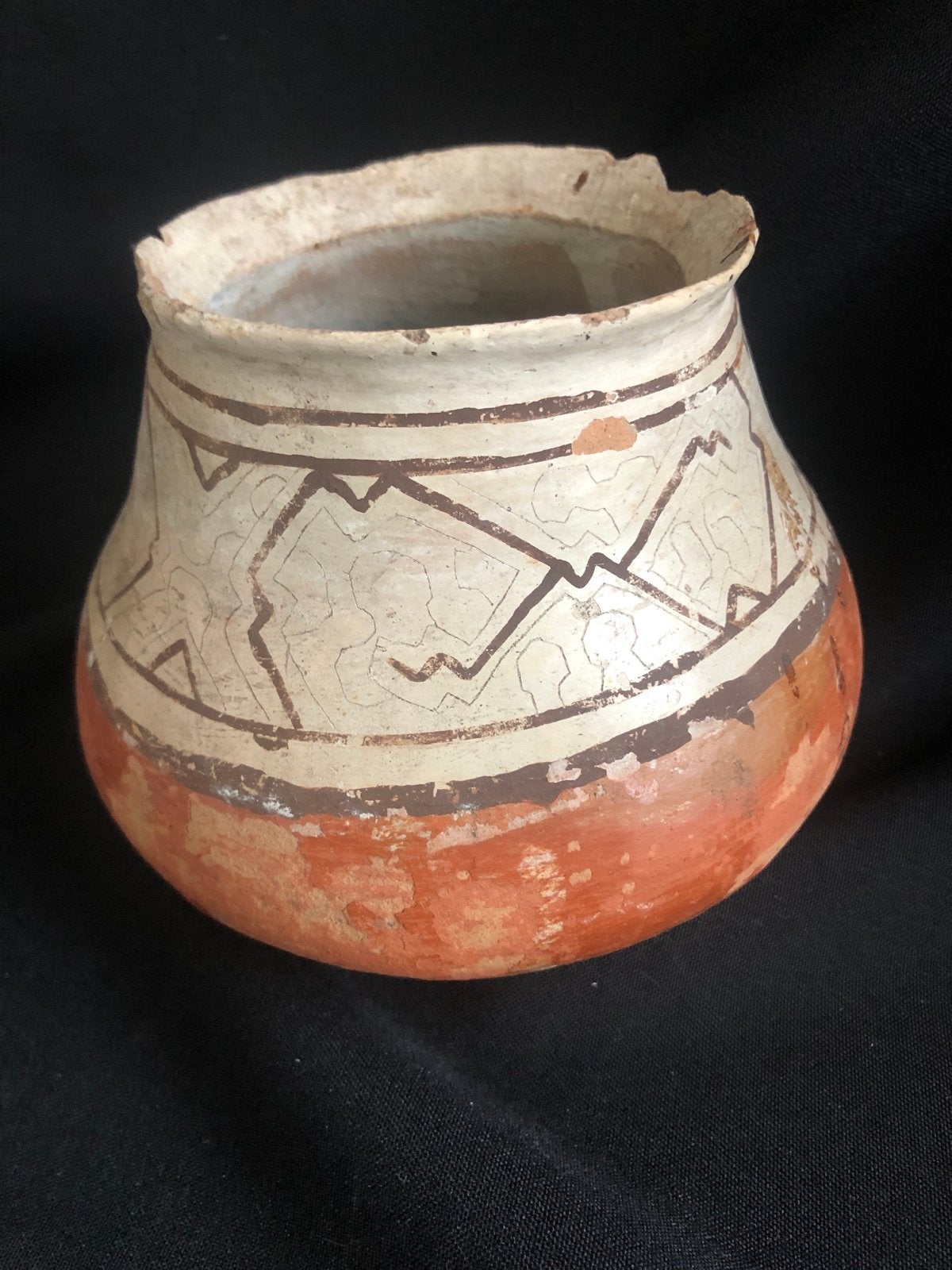 Antiek Peruaans Shipibo canibo Aardewerk Potje - 15x11 cm, Ophalen of Verzenden