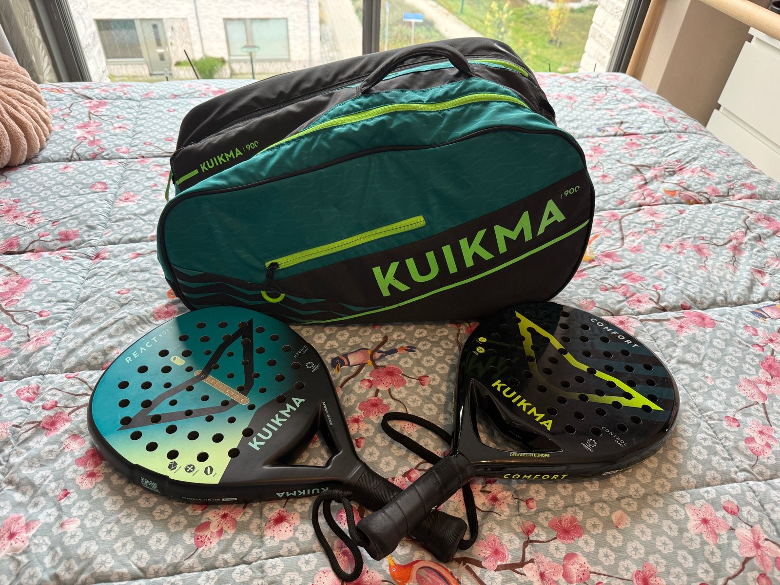 KUIKMA Padel Set: 2 Rackets (React & Comfort) + Tas, Ophalen of Verzenden, Zo goed als nieuw
