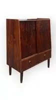 Deens palissander wandkast met schuifdeuren, Ophalen, Gebruikt, Met lade(s), Minder dan 150 cm