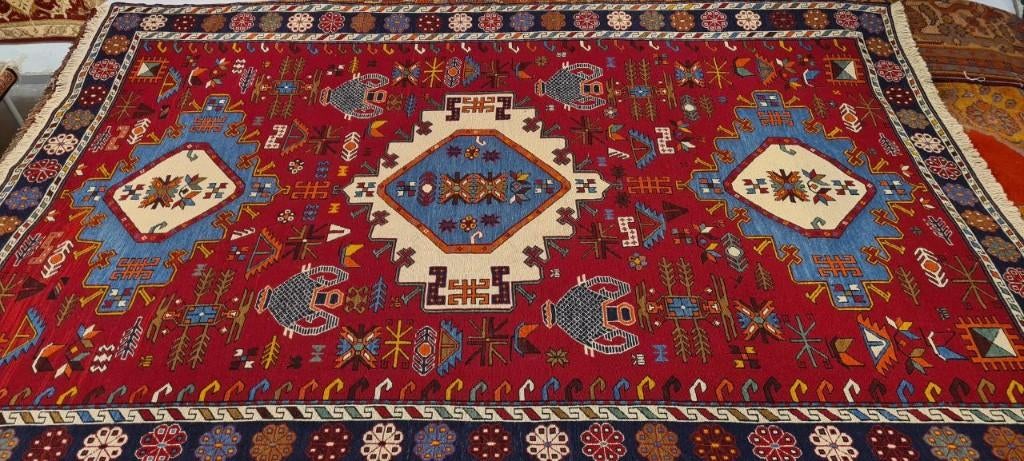 Perzische tapijten Soumak kelim 302x203/kleed/Oosterse/Loper, Www.simatapijten.nl, 150 tot 200 cm, Ophalen of Verzenden, Info@simatapijten.nl