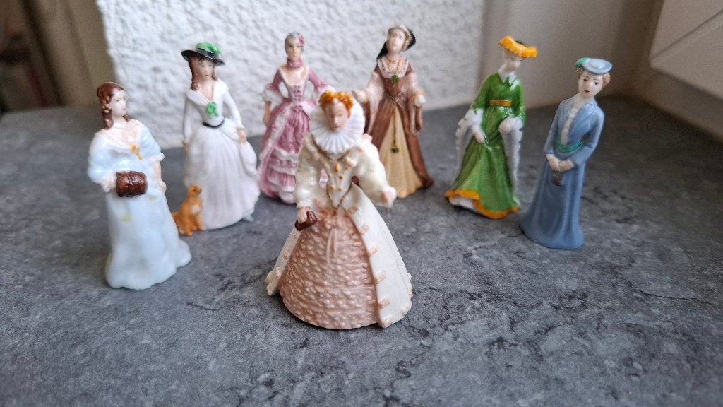 Set van 7 vintage porseleinen beeldjes – Franklin Porcelain, Ophalen of Verzenden