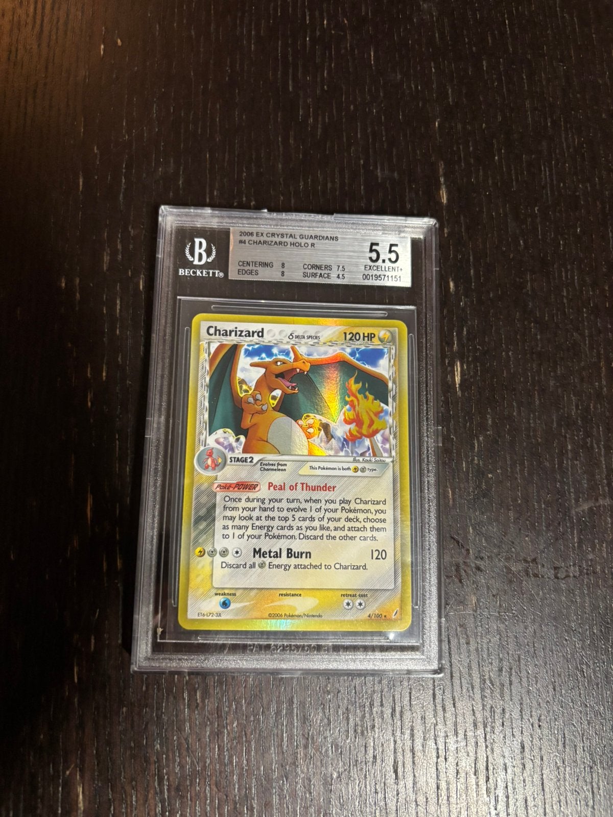 Charizard 2006 ex crystal guardians bgs 5,5, Ophalen, Zo goed als nieuw, Foil