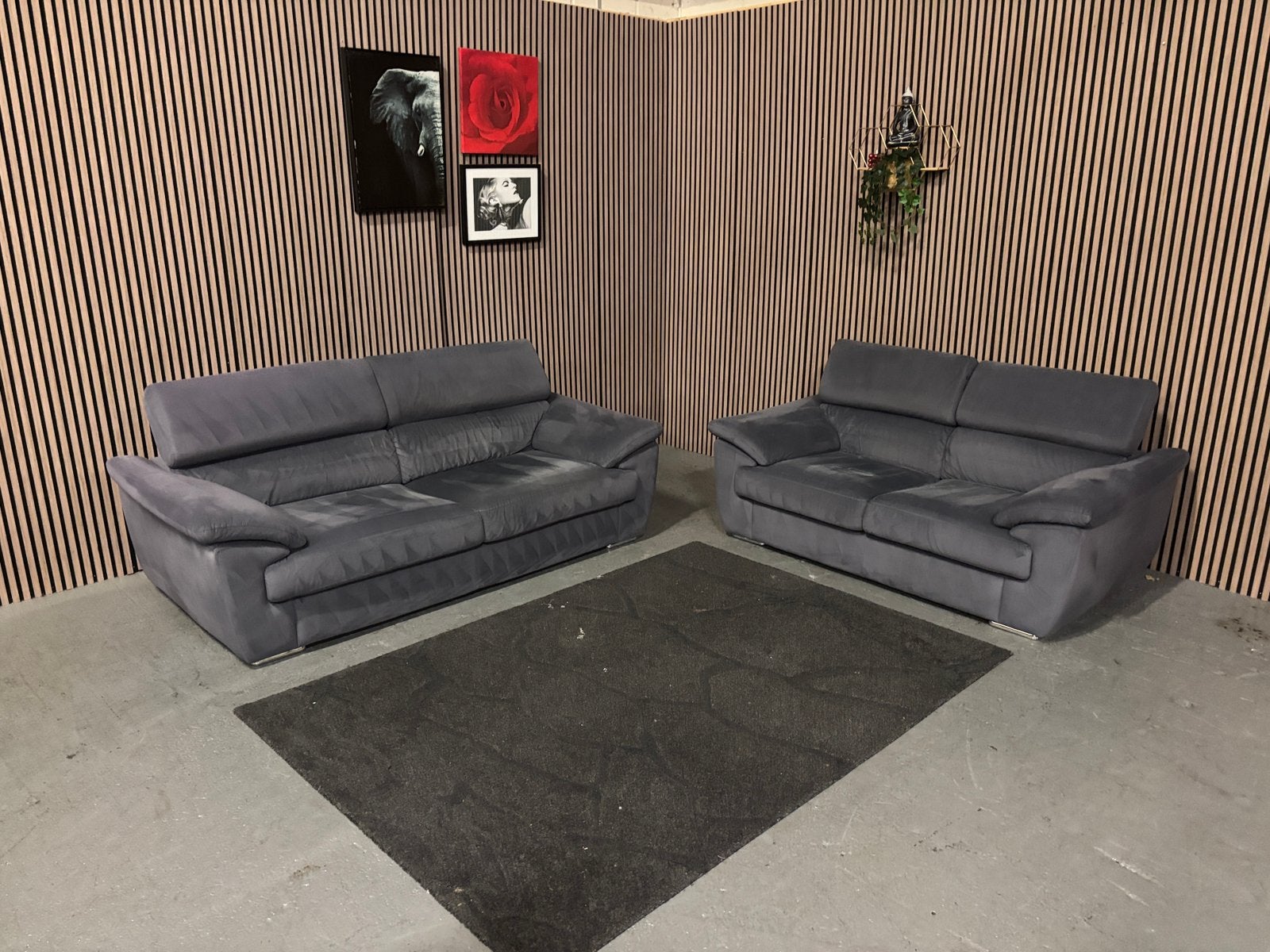 GRATIS LEVERING Set Banken Velvet Blauw GEREINIGD, 75 tot 100 cm, Ophalen of Verzenden, Zo goed als nieuw, 200 tot 250 cm