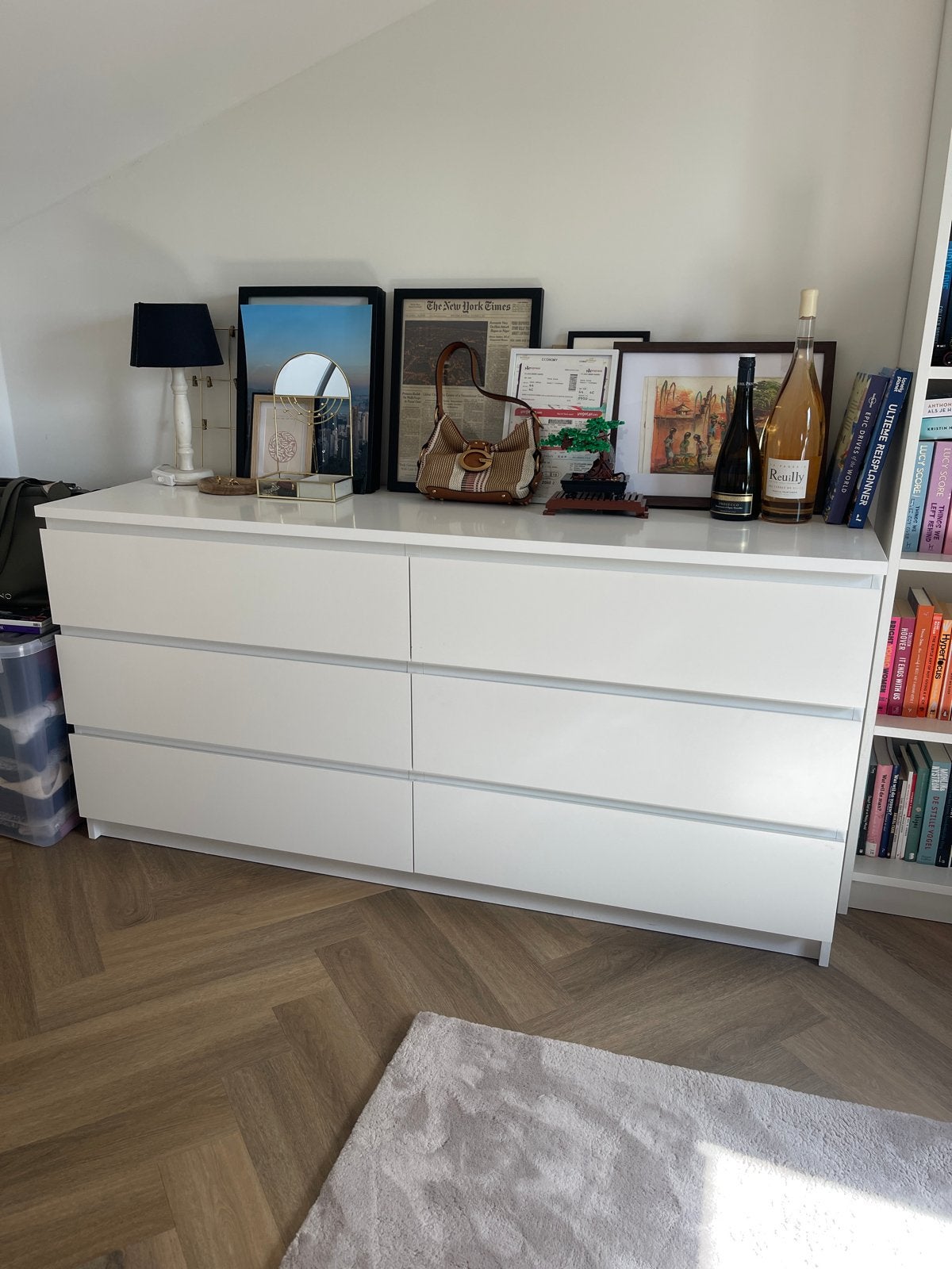 IKEA MALM Witte ladekast met 6 lades - Zo goed als nieuw, Huis en Inrichting, Ophalen, Overige materialen, 150 tot 200 cm, Zo goed als nieuw