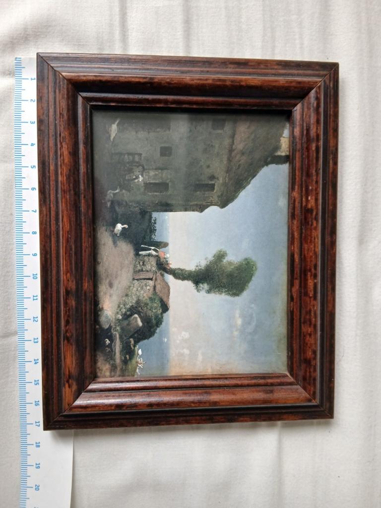 Miniatuur  'Un bout du village de Greville' -, Antiek en Kunst, Kunst | Schilderijen | Klassiek, Ophalen of Verzenden