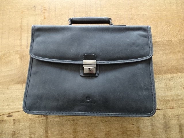 Zwart leren Micmacbags laptop tas, Computers en Software, Laptoptassen, Ophalen of Verzenden, 17 inch of meer, Zo goed als nieuw