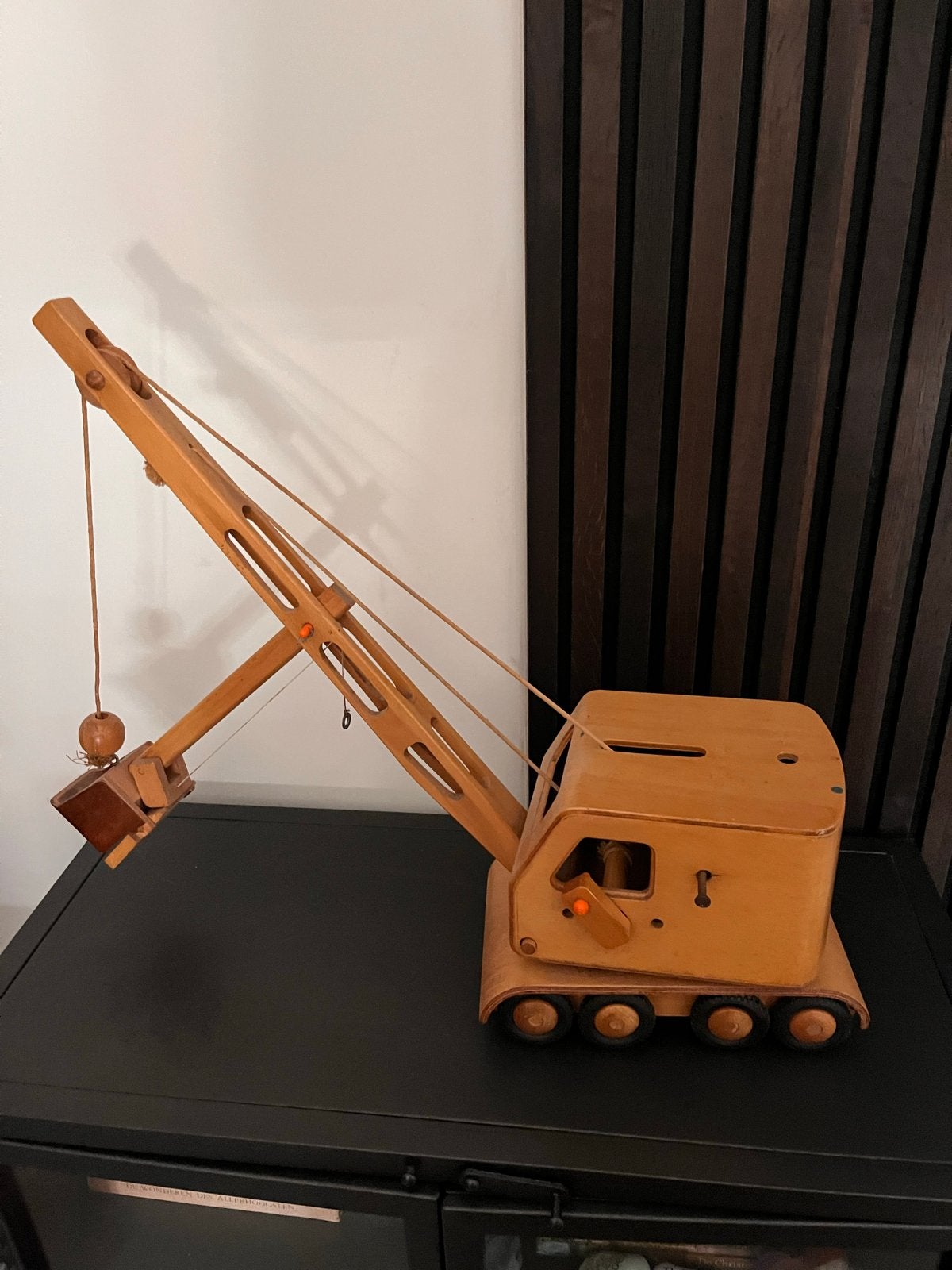 Vintage houten kraanwagen - DDR speelgoed, Ophalen of Verzenden, Gebruikt, Overige typen