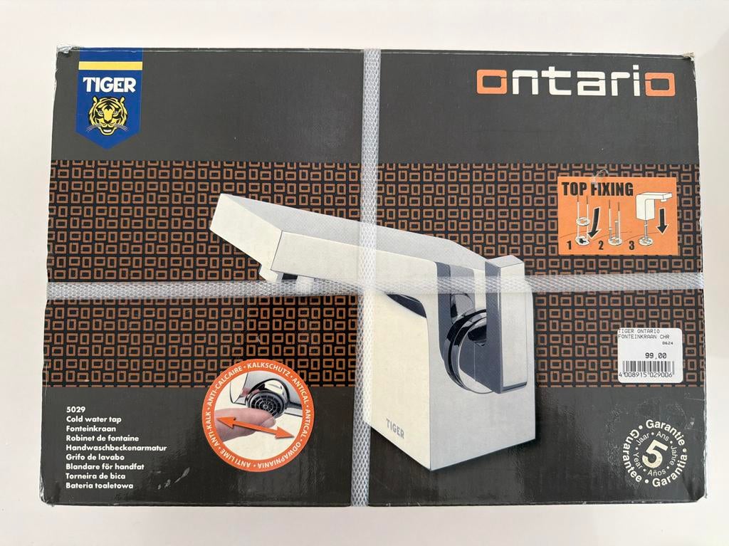 Nieuwe Tiger Ontario fonteinkraan, Doe-het-zelf en Verbouw, Sanitair, Nieuw, Kraan, Chroom, Ophalen