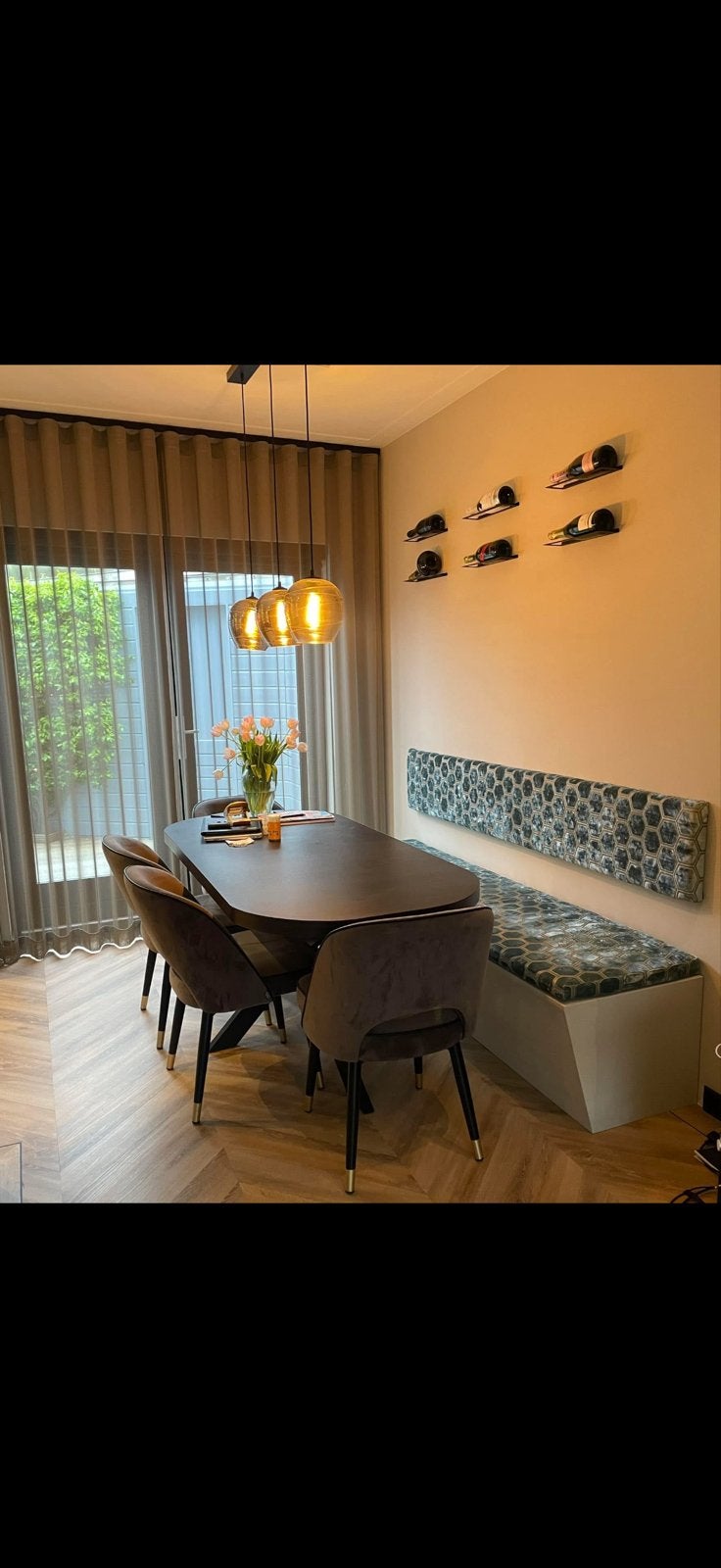 Bankje met rugleuning en opbergvakken, Designers Guild stof, Huis en Inrichting, Ophalen, Zo goed als nieuw, Stof