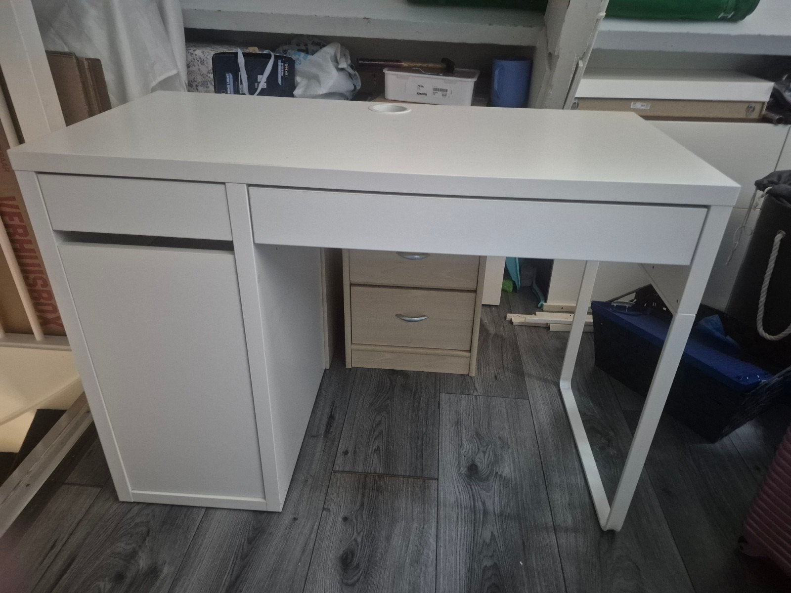 IKEA Micke bureau wit met lade en kastje, Ophalen, 105 cm, Gebruikt, Scandinavisch