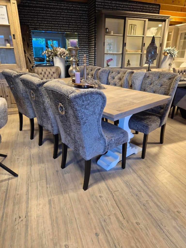 VOORRAAD 6 Landelijke Eetkamerstoelen Daisy Stof Stone (3), Overige kleuren, Nieuw, Stof, Vijf, Zes of meer stoelen