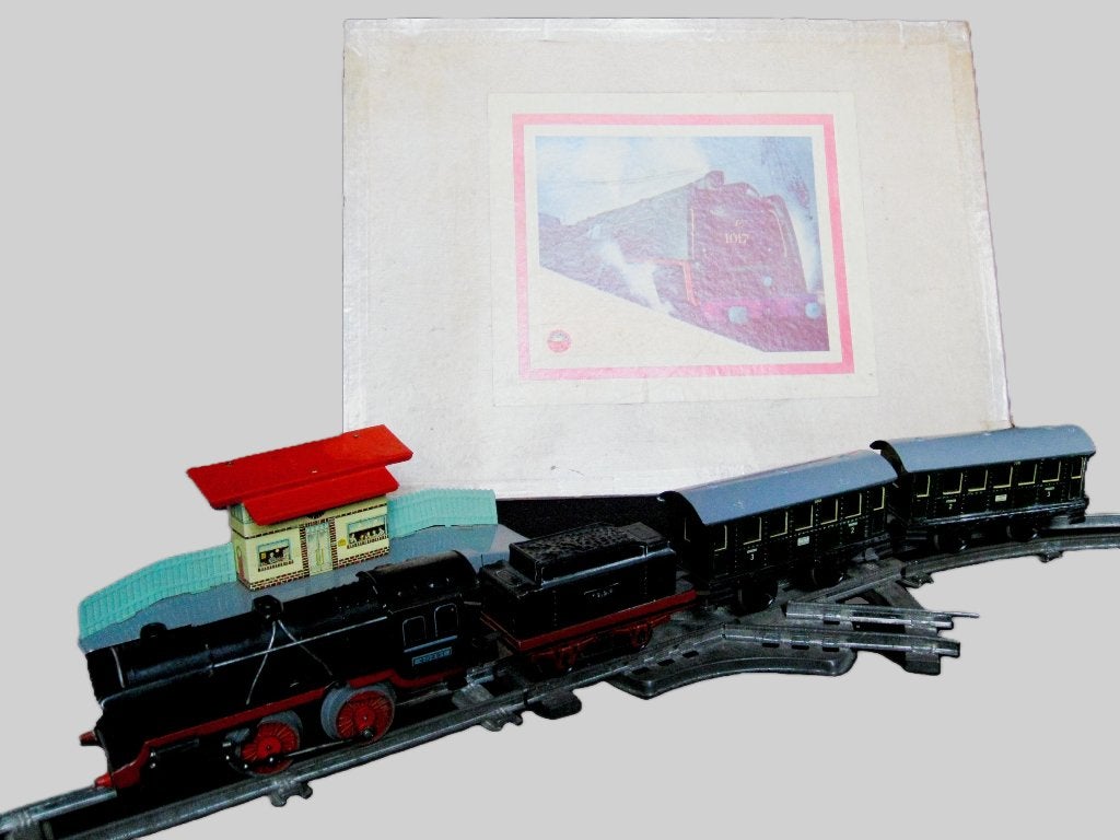 Treinset annoo 1930-1940., Antiek en Kunst, Antiek | Speelgoed, Ophalen
