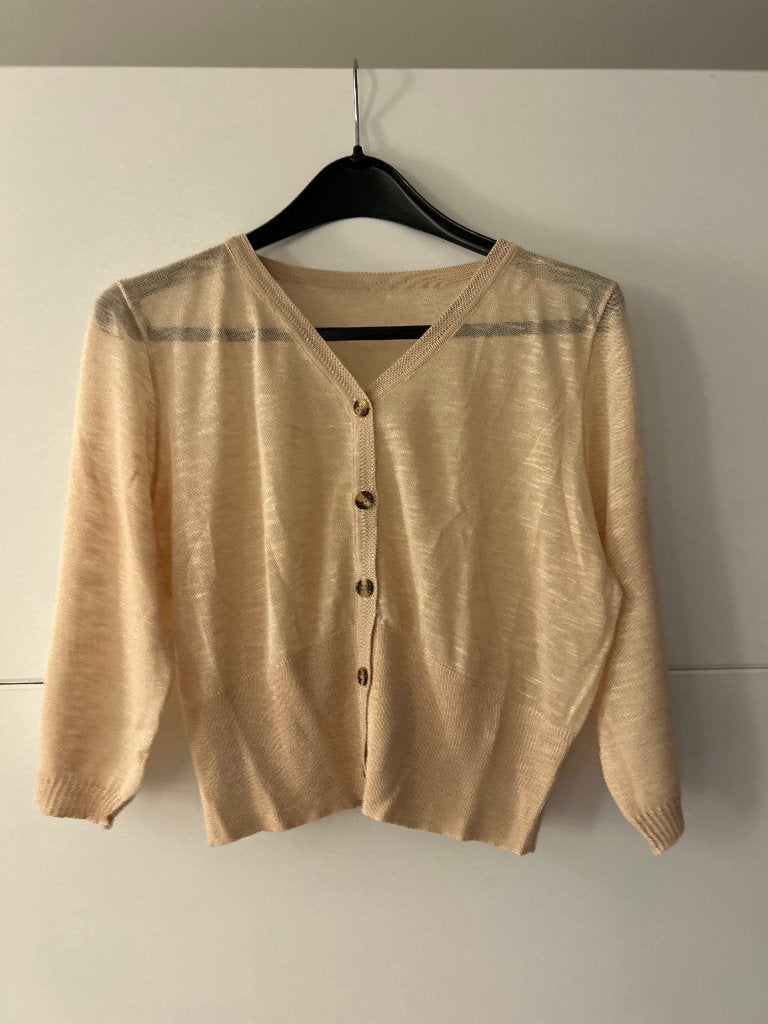 Beige gilet met lange mouwen, Beige, Maat 42/44 (L), Ophalen of Verzenden, Zo goed als nieuw