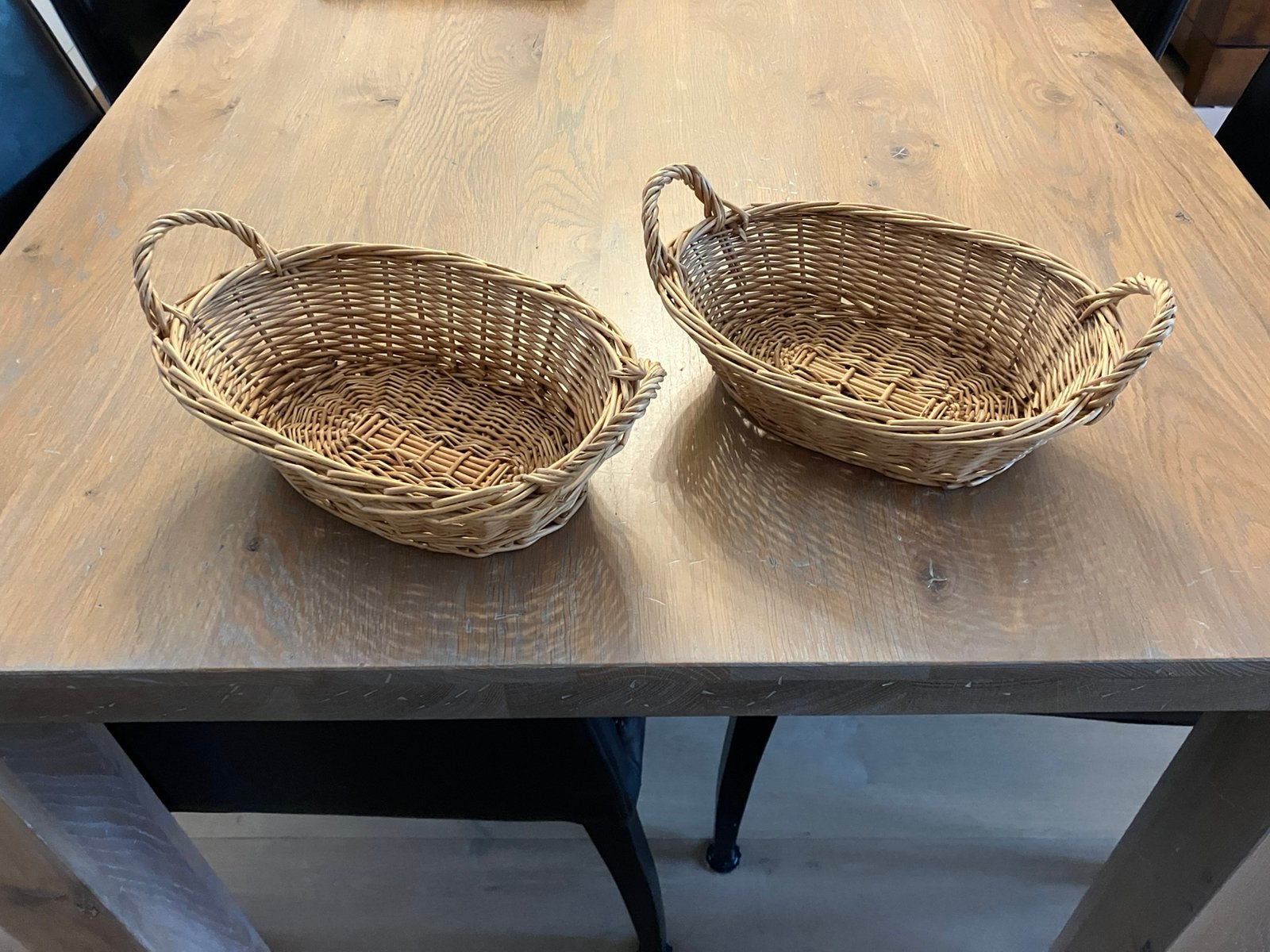 2 rieten mandjes, Ophalen of Verzenden, Zo goed als nieuw, Rechthoekig, Riet