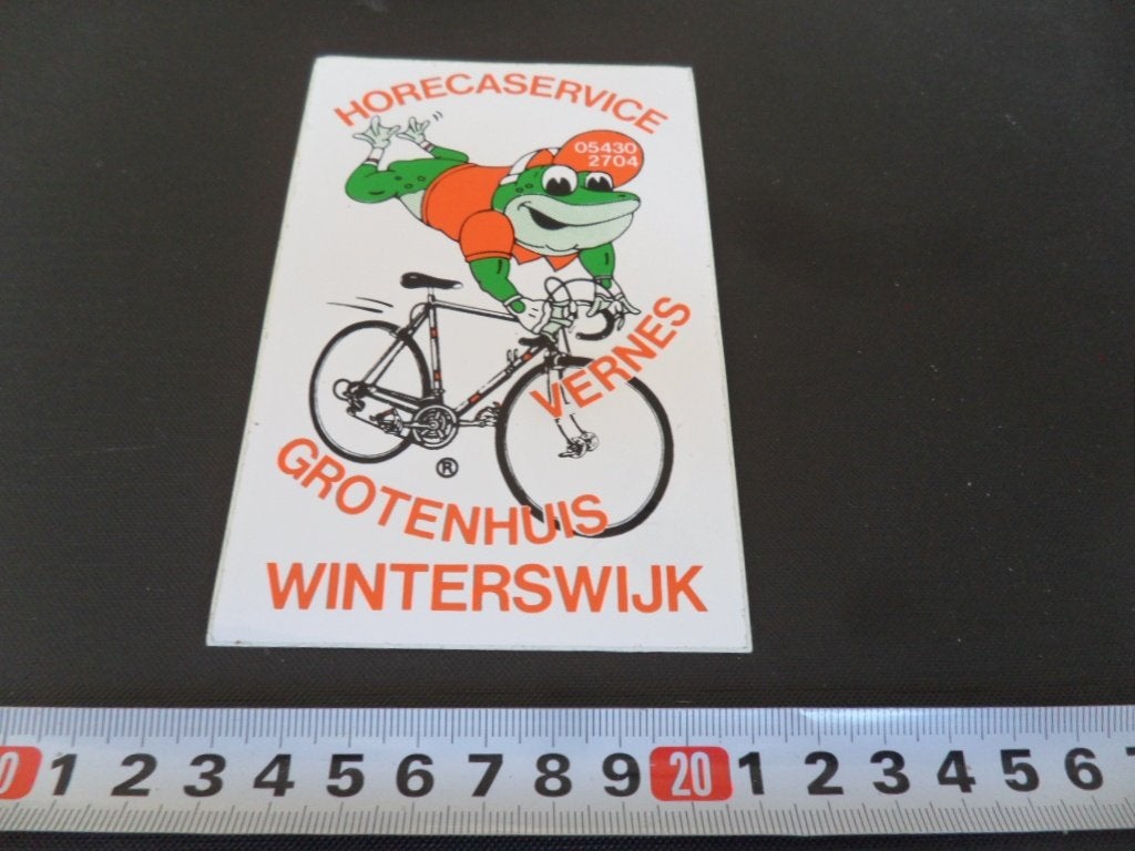 sticker fiets kikker winterswijk vernes grotenhuis horeca*, Ophalen, Zo goed als nieuw