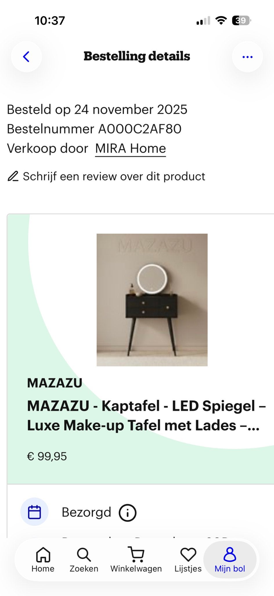 Compacte make-up tafel met LED spiegel, zo goed als nieuw, Ophalen, 50 tot 100 cm, Zo goed als nieuw, Minder dan 100 cm