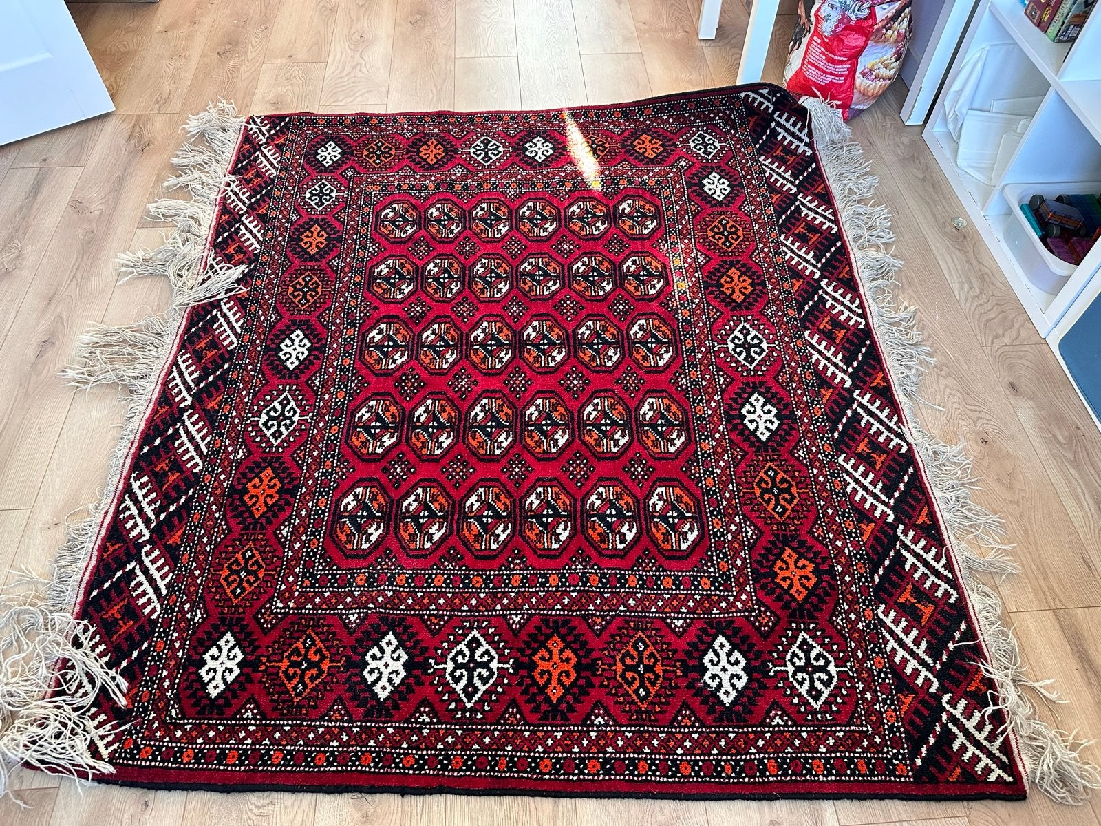 Prachtig handgeknoopt Turkmen tapijt - 155x175 cm, Ophalen, Gebruikt, 150 tot 200 cm, Rechthoekig