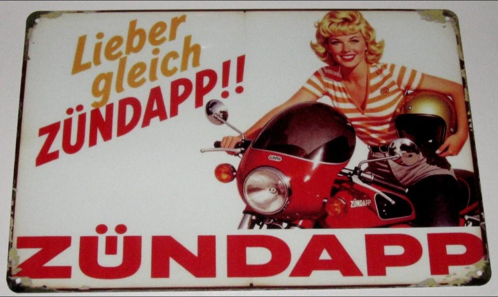 ZUNDAPP BROMMER : Metalen Bord - Lieber Gleich Zundapp !!, Verzenden, Nieuw, Reclamebord
