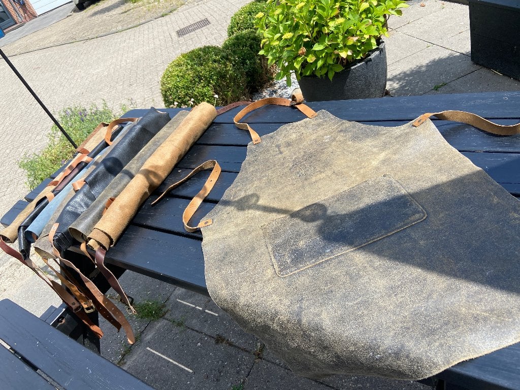 Bbq leren kook schort, Ophalen of Verzenden, Gebruikt