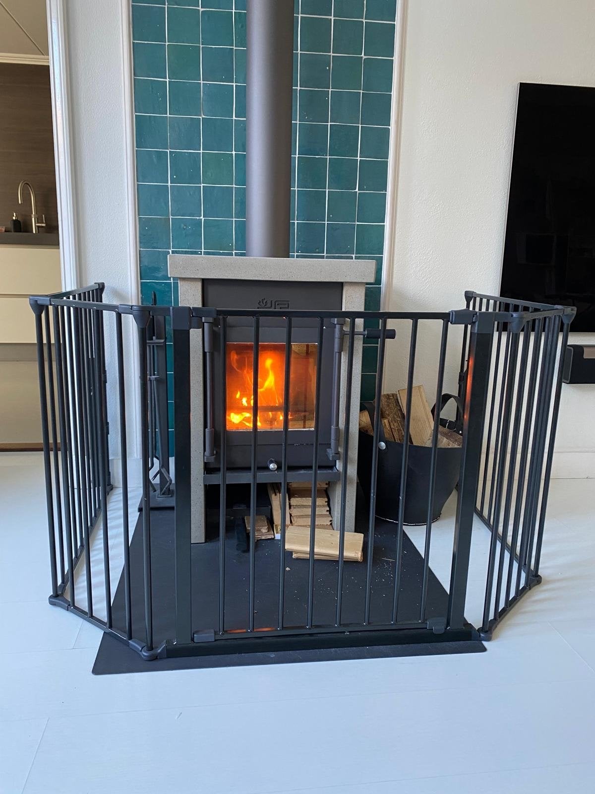 BabyDan Flex L + uitbreiding Traphek / Veiligheidshek zwart, Kinderen en Baby's, Traphekjes, Ophalen, Gebruikt, 115 cm of meer