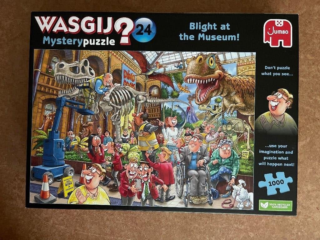 Wasgij Mystery 24 - Paniek in het museum - 1000 stukjes, Hobby en Vrije tijd, Denksport en Puzzels, Ophalen of Verzenden, 500 t/m 1500 stukjes