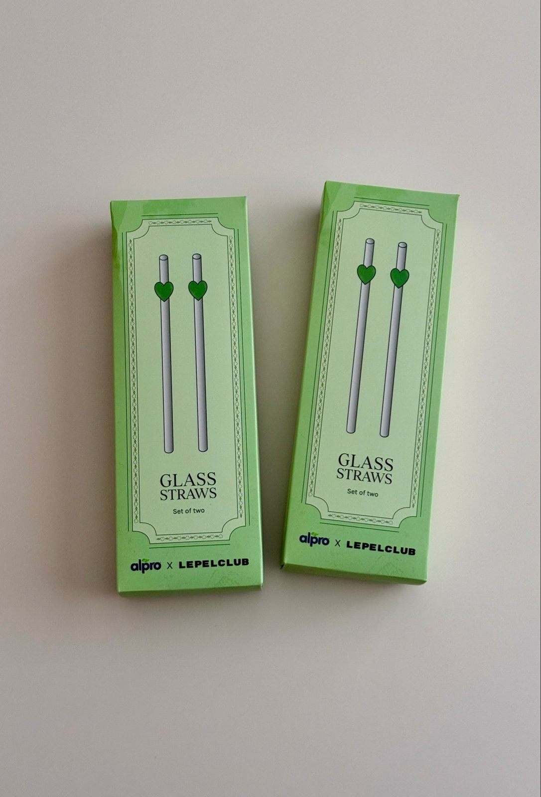 Alpro x Lepelclub Glazen Rietjes met Groene Hartjes 4 stuks, Nieuw, Ophalen of Verzenden, Overige merken, Groen