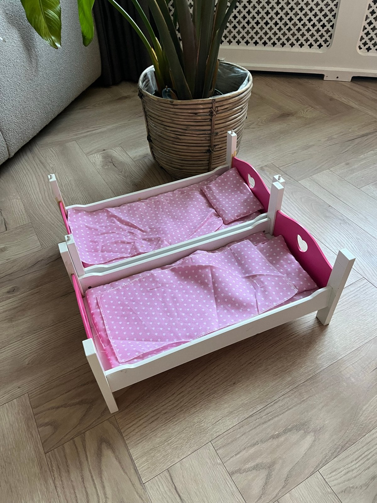 Stapelbed voor poppen - roze met witte stippen, Kinderen en Baby's, Ophalen, Gebruikt, Toebehoren